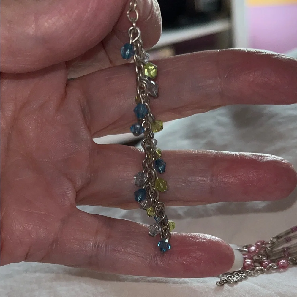 Chic Pink and blue beaded Dangle Earrings - Picture 5 of 8